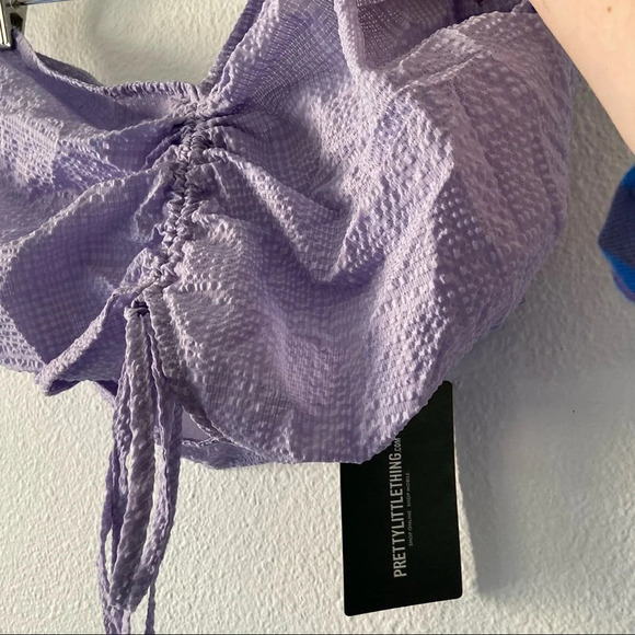 Crop Soft Glam Top Cut Out Lilac Girly Halterneck 10US PRETTY LITTLE THING NEW - Picture 5 of 13